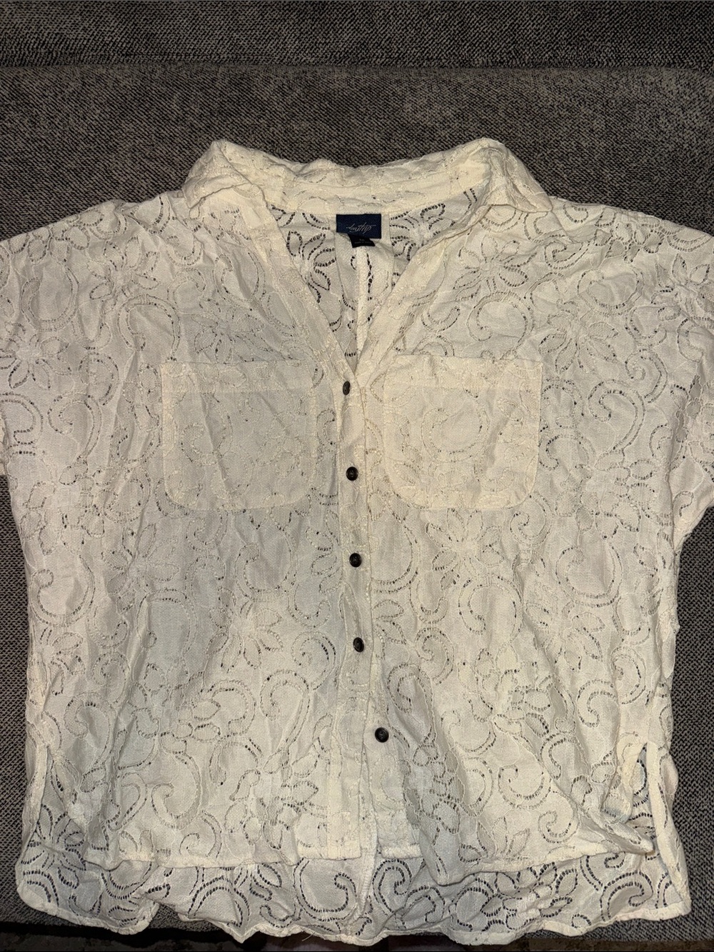 Daytrip Cream Lace Button-Front Womens Shirt